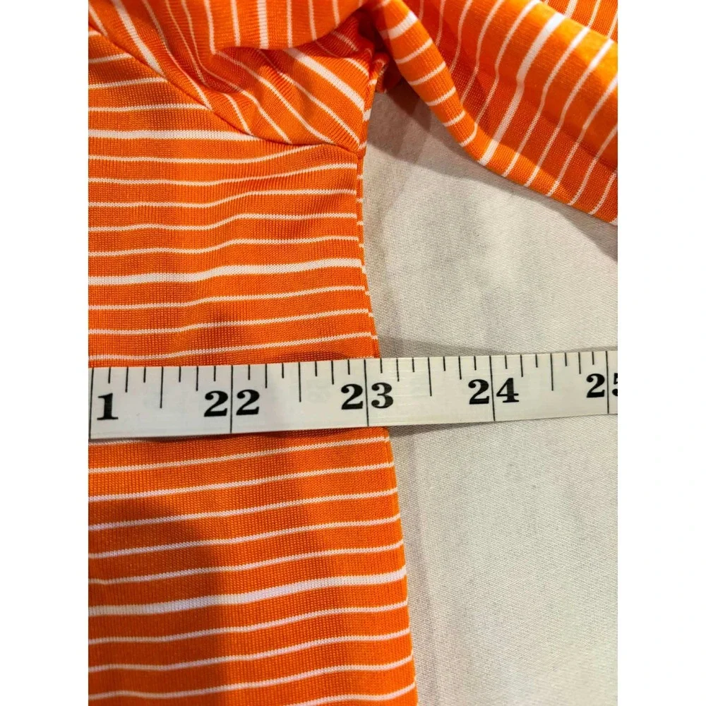 Adidas Golf Mens Climalite Polo Shirt Orange White Striped Dalton‎ Ranch Large